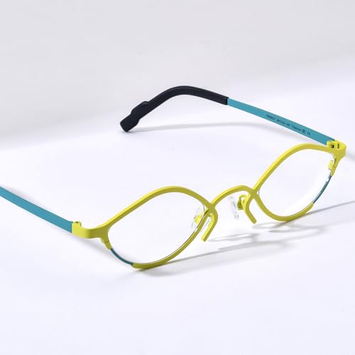 Image of FONEX Colorful Pure Titanium Glasses Frame Women Retro Round Eyeglasses