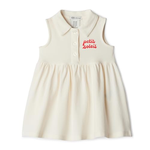 Amazon Essentials Unisex Babies x Sofia Grainge Cotton Pique Baby Girls and Toddler Dress Ivory Red Petit Soleil 4T