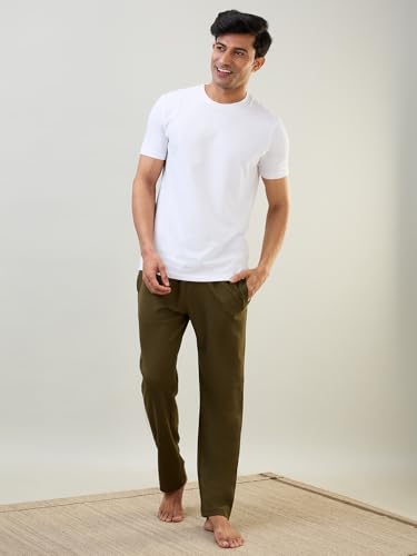 Image of Raymond SleepZ Men Regular Fit Solid Pattern Cotton Polyester Blend Trackpant