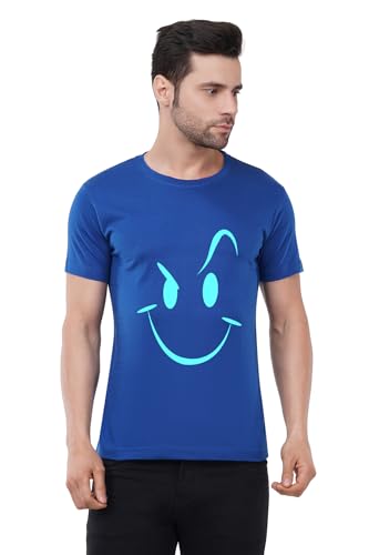Image of Caseria Men's Cotton Printed T-Shirt -Smiley Stroke | 100% Cotton | Half Sleeves | Regular Fit | Printed | Round Neck | Graphic T Shirt