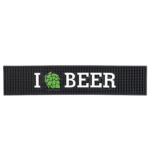 Bar Mat I Love Beer + 6 Porta Copos Escorredor Tapete Bar
