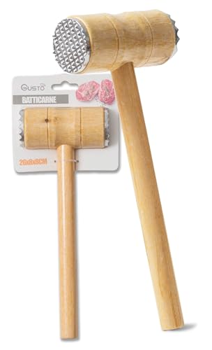 IPEA Batticarne in Legno Classico - 26 cm - Batti Carne doppia Faccia per Schiacciare Carne, Hamburger, Cotolette, Bistecche, Pollo - Martello da Cucina Antiaderente