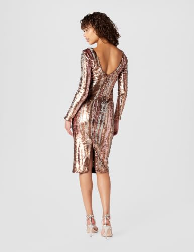 Image of Dress The Population Womens Emery Long Sleeve Stretch Sequin Midi Sheath Ddr147
