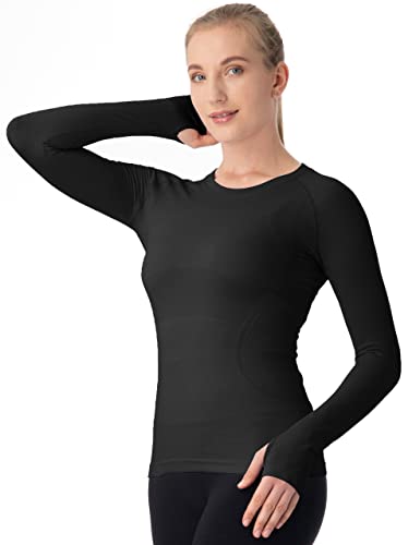 MathCat Seamless Workout Shirts for Women Long Sleeve Yoga Tops Sports Running Shirt Breathable Athletic Top Slim Fit