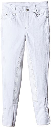 PFIFF Dina – Pantalón Infantil de equitación Julie, Infantil, Color Blanco y Plateado, tamaño 158