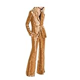 Caractéristiques : ce costume pour femme est doté de manches longues, de couleur unie, d'une taille haute, d'un blazer, d'un pantalon ajusté, d'un style décontracté, d'une coupe ajustée, d'une tenue blazer, d'un costume orange à paillettes pour femme