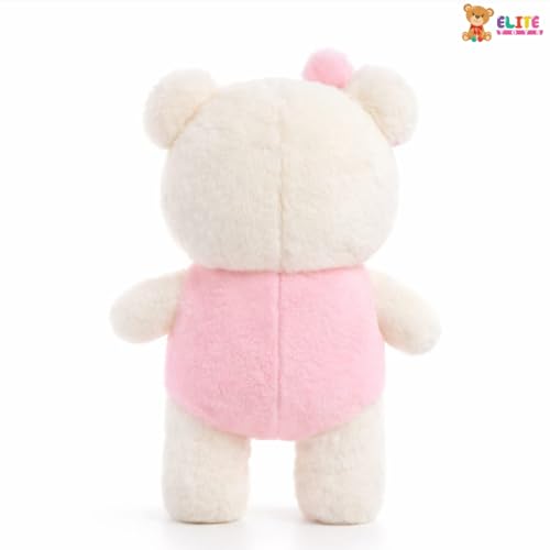 Image of ELITE CREATIONS Cute Teddy Bear Soft Toy for Girls 40 cm | Pink Bear Plush Stuffed Toy with Bow | Soft Cuddly Teddy for Kids | Birthday Gift for Baby Girl Valentine Gift