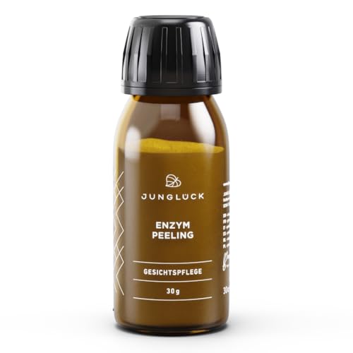 JUNGLÜCK Enzym Peeling Gesicht - Vegan | Natürlich feines Pulver regt die Zellerneuerung an und mildert dank 10% Vitamin C Pigmentflecken & Pickelmale | Mildes mechanisches Gesichtspeeling