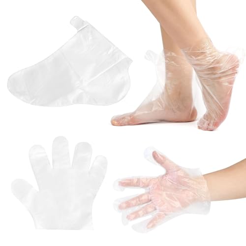 200 unidades de parafina para pies de máscara de pies y guantes, parafina para baño, cubierta de pie, guantes de mano, forro de cera de parafina para pies y manos, máscara de pies para pedicura, spa