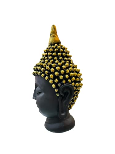 Image of AUGEN Polyresin Buddha Idol Gold Black Statue Showpiece for Home Decor Decoration and Gifting (1 Piece,G2-316)