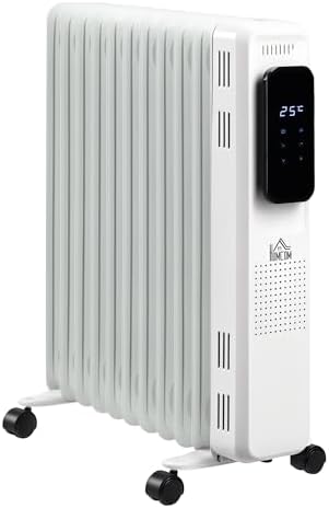 HOMCOM Radiador de Aceite bajo Consumo 2720W Radiador de Aceite Silencioso con 11 Elementos Temperatura Ajustable Protección contra Sobrecalentamiento...