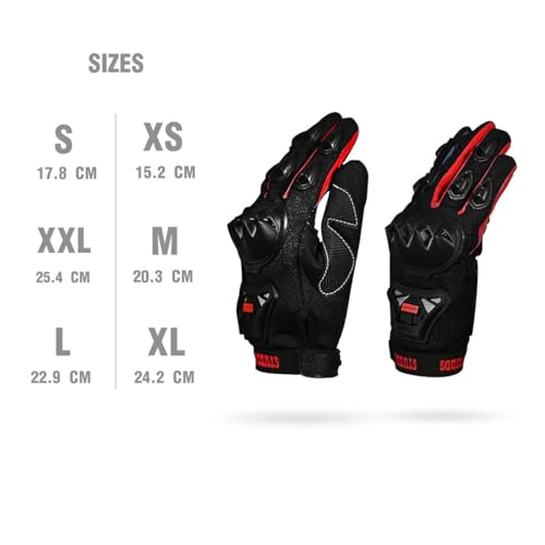 Image of STUDDS SMG 6 Full Finger Bike Riding Gloves with Touch Screen Sensitivity Thumb & Index Finger, Knuckle Protection Mesh Fabric, Anti-Slip Silicon Pads (RED, 2XL)