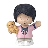 Sammeln Sie alle Fisher-Price Little People Figuren-Spielset HXC01 - Junge Mädchen oder Mutter Figur mit schwarzen Haaren trägt ein rosa Hemd mit braunem Welpenhund