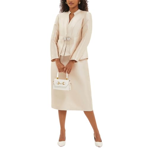 Women's Two Piece Dress Suit Mother's Gift Formal Occasion Party Elegant with Diamond Multi Craft Church Set2