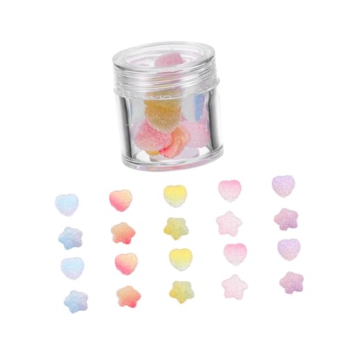 HONMEET 60 Peças Kits De Resina De Coração Fudge Kit De Pulseira De Decalque De Unhas Colar Charme T