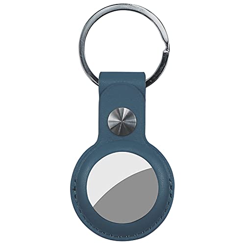 Funda para AirTag Cuero Genuino, Cubierta Protectora con Llavero Anillo, Anti-Arañazos - Azul 2 Cover