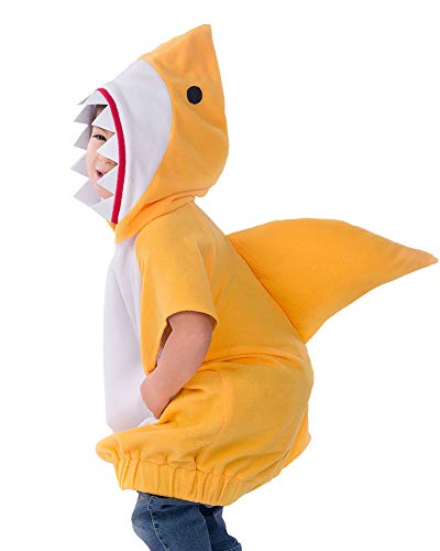 Coskidz Children Shark Costume Fish Grey Pink Yellow Blue Hoodie 3t 4t Boy Girl Halloween Birthday Party (S, Yellow)