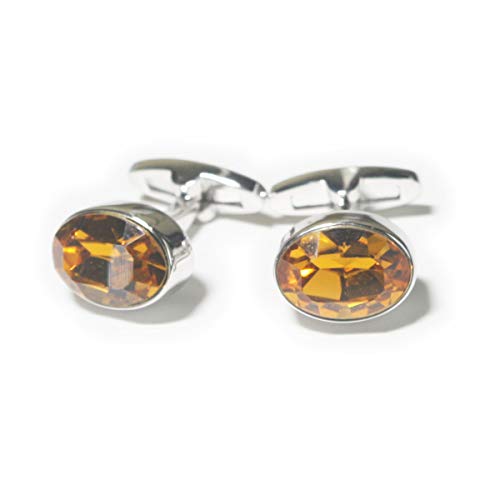 鎌倉カフス工房 選べる8色 スワロフスキートパーズオーバルカフス(カフスボタン） cc002-a-8