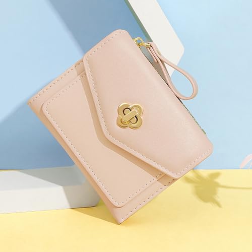 Image of Farcauo Small Minimalist Wallet for Women and Girls Cute Pink Thin Mini Wallet with ID Window Kawaii Design Compact and Stylish for Ladies and Teens