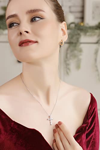 B. BRILLIANT Sterling Silver Baguette-cut AAA Cubic Zirconia Cross Necklace Made for Women3