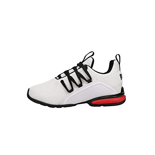 Image of PUMA unisex-child Axelion Sneaker, White Black-High Risk Red, 13 Little Kid