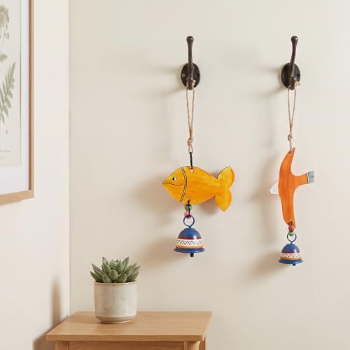 Image of Aakriti Art Creations Ocean & Sky Harmony Wind Chime Set | Handmade Modern Art Wooden & Metal Wind Chimes | Decorative Indoor & Outdoor Hanging for Balcony, Garden, Living Room & Gifting