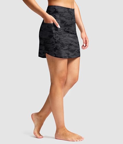Image of SANTINY Women's 17'' Long Swim Skirt with Pockets High Waisted Modest Tummy Control Swimsuit Skirt Bathing Suit Bottoms