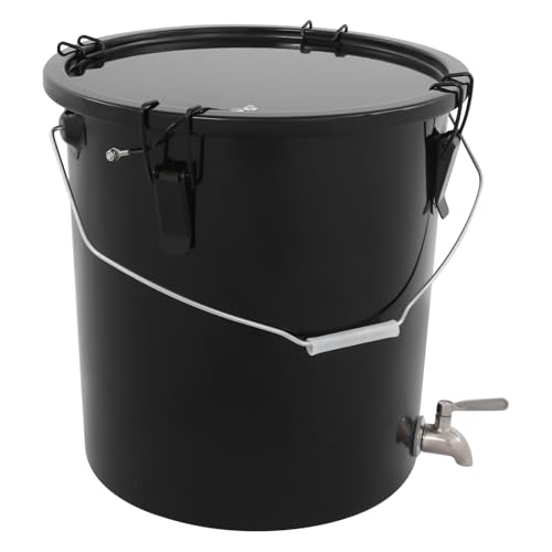 6 Gallon Fryer Grease Bucket Oil Disposal Caddy Steel Fryer Oil Buckets with Faucet and Strainer Oil Transport Container with Lid for Hot Cooking, Filtering (Bucket+Faucet)