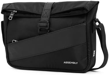Assembly Oblique Crossbody Sling Bag for Men & Women, Stylish Daily & Travel Sling with Secure Phone Pocket, Passport Pocket, Adjustable Strap and Organiser – Black
