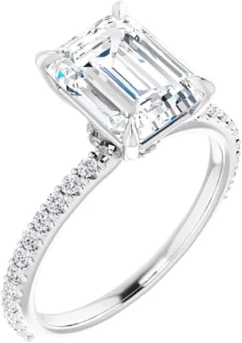 1CT-5CT Emerald Cut, VVS1 Colorless Moissanite, Engagement Ring Wedding Band Gold Silver Eternity Solitaire Halo Vintage Antique Promise Ring3
