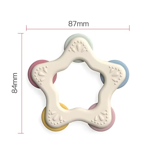 Image of Star Shape Spinner Silicone Baby Teether - BPA Free Chewable Teething Toy, Soft and Safe, Easy to Hold, Star Design with Spinning Wheels, Ideal for Teething Relief (Cream)