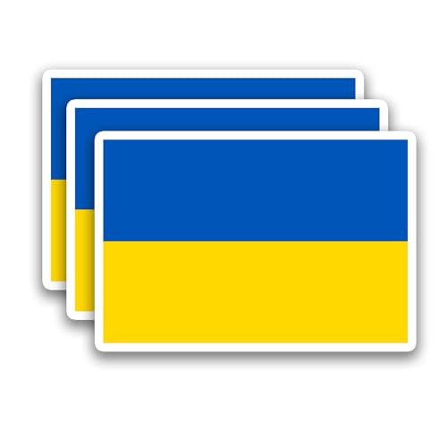 (3Pcs) Ukraine Flag Stickers Ukrainian National Flag Vinyl Decals Waterproof Sticker for Laptop Water Bottle Scrapbook Phone Case Travel Gear 3 x 2