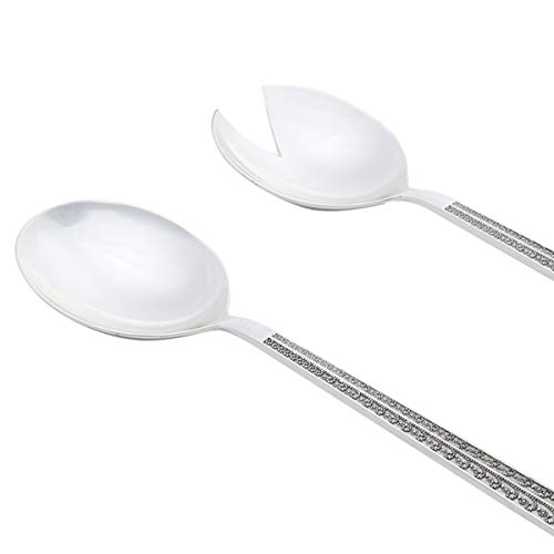 Conjunto 2 Colheres para Salada de Zamak Pavão Lyor Prata 27Cm