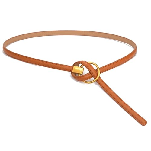 Belts for women, Waist Belt Women's Waist Belts Cowhide Small Thin Belts Circular Tie Dress Vintage Casual Belt Decorative(Camel)
