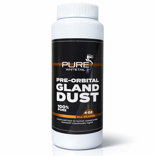 Pure Whitetail Preorbital Gland Dust – Potent Deer Forehead Gland Scent – Quick Mock Scrape Licking Stick Scent – Whitetail Deer Aroma Powder – Made in USA – 4 oz
