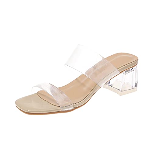 Damen Sandalen Plattform Pumps Retro Plateau Schuhe Sandaletten Mit Absatz Keilabsatz Strand Frauen Vintage Sommer Riemchen Flache Bequem Blockabsatz Elegant Transparente sexy mit hohen Absätzen Cover