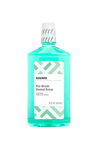 Amazon Brand - Solimo Pre-Brush Dental Rinse, Green Mint, 16 Fluid Ounces, Pack of 4