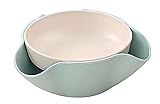 Bamboo's Grocery Double Dish Snack Bowl For Pistachios, Peanuts, Edamame, Cherries, Nuts, with Shell Storage (Blue)