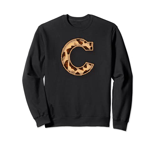 Cute Letter C Initial Name Leopard Cheetah Animal Print Sudadera