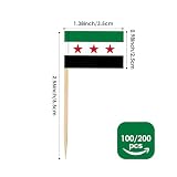 AhfuLife 100 sztuk flagi syryjskich na wykałaczkach, dekoracja flaga mini Syria mini flagi Republiki Arabskiej Syrii Trzy Gwiazdy na ciastko, do ogrodu, festiwalu, na zewnątrz, w pomieszczeniach, na