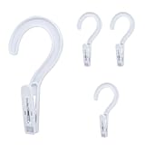 Andiker 4pcs Laundry Hooks with Clips, 5.2' Super Strong Clamping Plastic Single Clip Hangers Portable Travel Hangers with Clips to Hang Socks Towels Boots and Dry Wet Clothes (White)