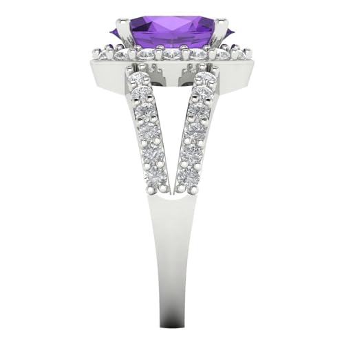 Clara Pucci 2.6 tcw Oval Cut Engagement Ring for Women, 14K Solid Gold, White Gold, Solitaire with Accents Natural Amethyst Bridal Anniversary Promise Ring3