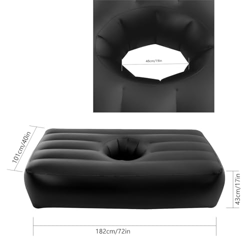 DouSeiAi Inflatable Bed with Hole 72x40x17 Inch, PVC Air Mattress for BBL Surgery Recovery, Camping, Traveling, Hiking, Guest Bed, Home Use, with Electric Pump, Black