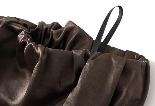 Womens Satin A-Line Skirts High-Waisted Pleated Long Skirt Casual Dressy for Wedding Prom Party Club 2025 Fashion3