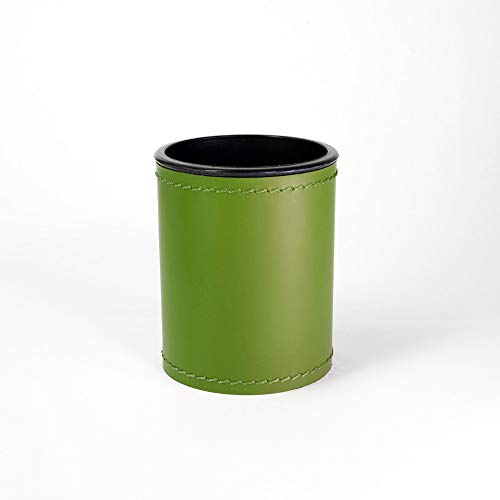 Eglooh - Orfeo Posh - Pot à Crayon pour Bureau du Design Ronde en Cuir Vert Pomme cm 7x7 H.9 - Coutures Artisanales et Structure Résistent - Made in Italy Cover