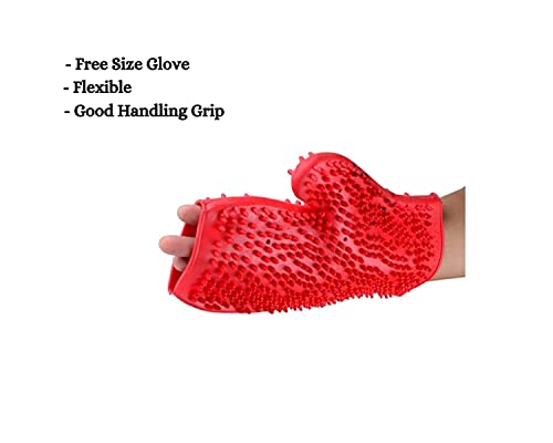 Image of The Pets Company Dog Grooming Soothing Massage Rubber Bath Brush Glove, Hair Deshedding & Shampoo Tool for Dogs and Cats