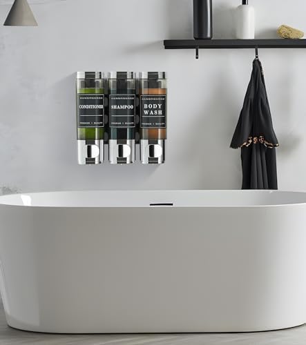 Miniatura 8 de Dispensador de jabón de ducha montado en la pared, sin taladro, dispensador de champú para pared de ducha, dispensador de champú y acondicionador,