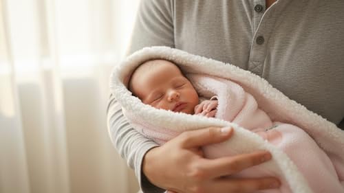 Image of Butterthief Cozy Super Soft Warm Double Layered Sherpa Swaddle Blanket for Newborn Babies All Seasons Wrapper Sheet for Infant Baby Boys & Girls (70x100 cm, 0-2 Years) (Pink)