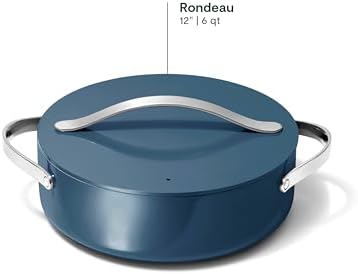 Caraway Rondeau - 6 Qt Non-Stick Pan with Lid - Free From Forever Chemicals - Perfect for Searing, Braising, & Roasting - Navy - Thumbnail 2