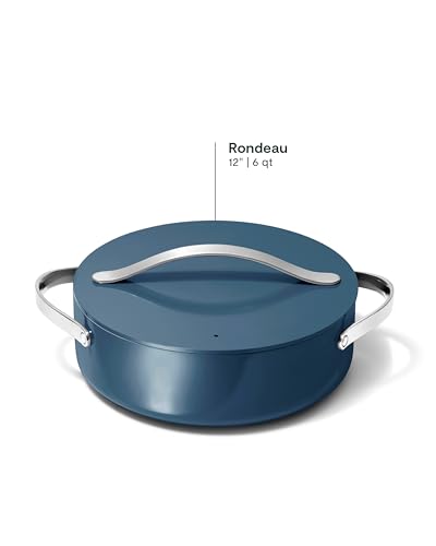 Caraway Rondeau - 6 Qt Non-Stick Pan with Lid - Free From Forever Chemicals - Perfect for Searing, Braising, & Roasting - Navy
